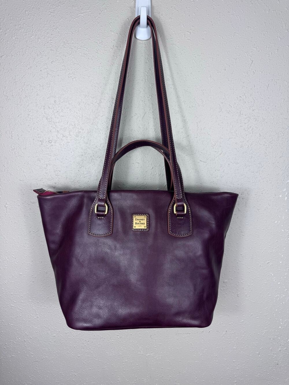 Dooney & Bourke Florentine Leighton Tote in Rich Plum 100% Leather